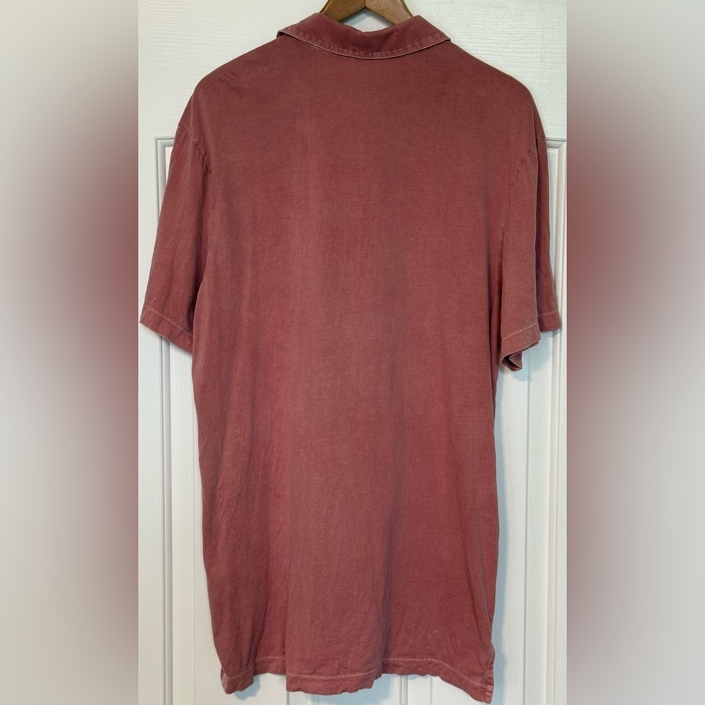 James Perse Standard Polo Shirt Made USA Garment Dyed Rose Large - Picture 3 of 11